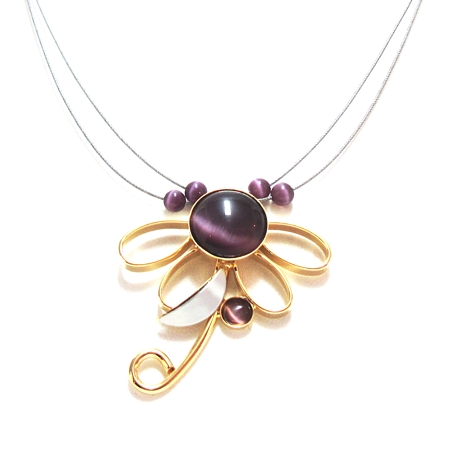 Christophe Poly Plum Flower Necklace - Click Image to Close